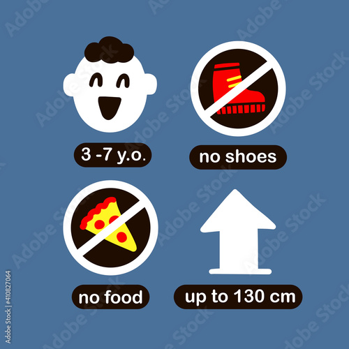 Poster with restrictions for children playroom. Vector art.