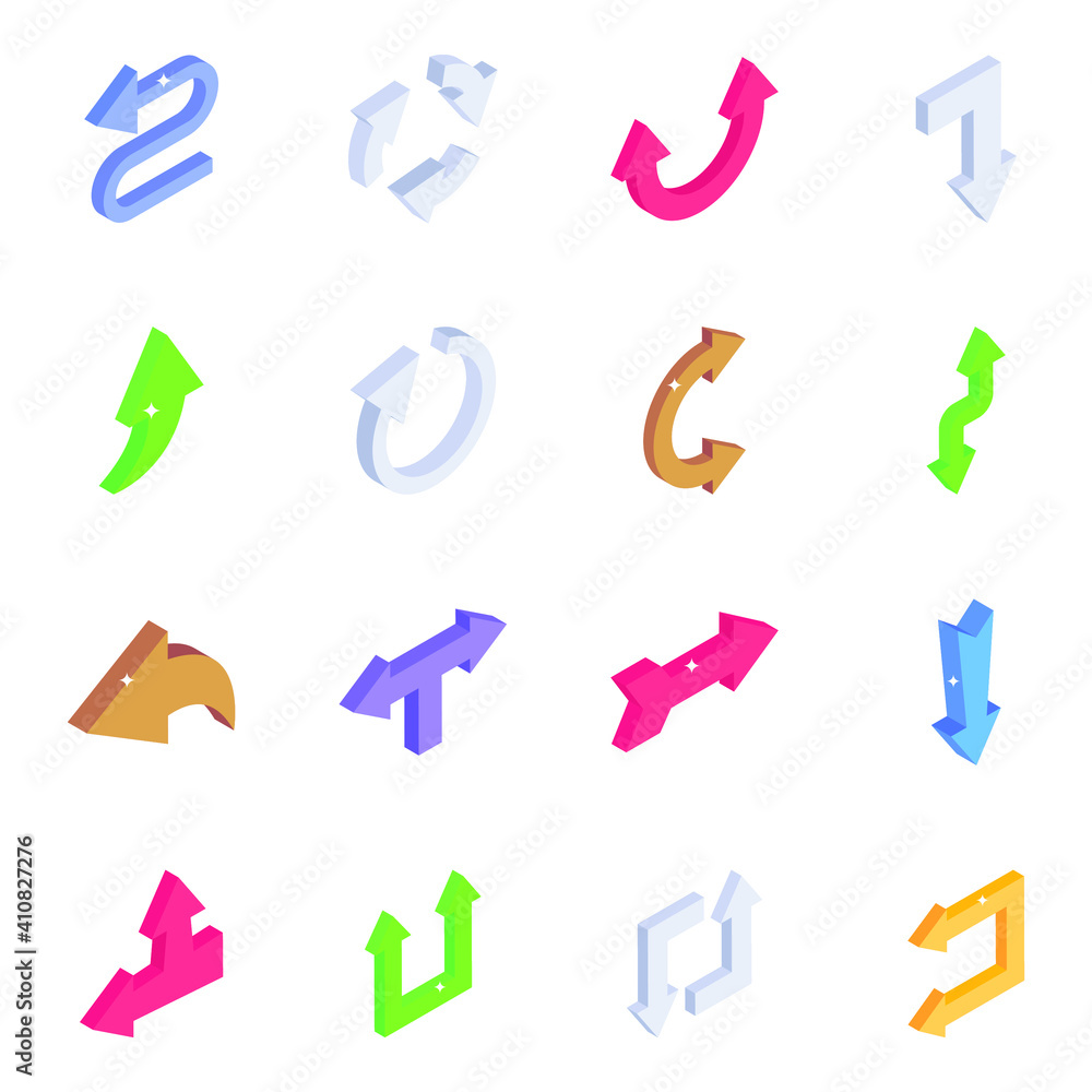 Isometric Icons of Navigational Arrows
Isometric Icons of Navigational Arrows
