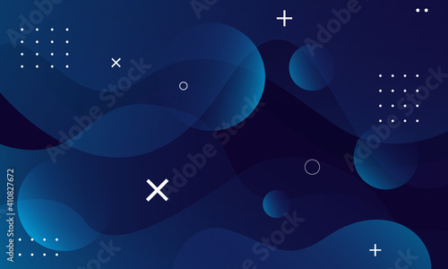 Liquid color background design. Blue elements with fluid gradient. Dynamic shapes composition. Vector illustration