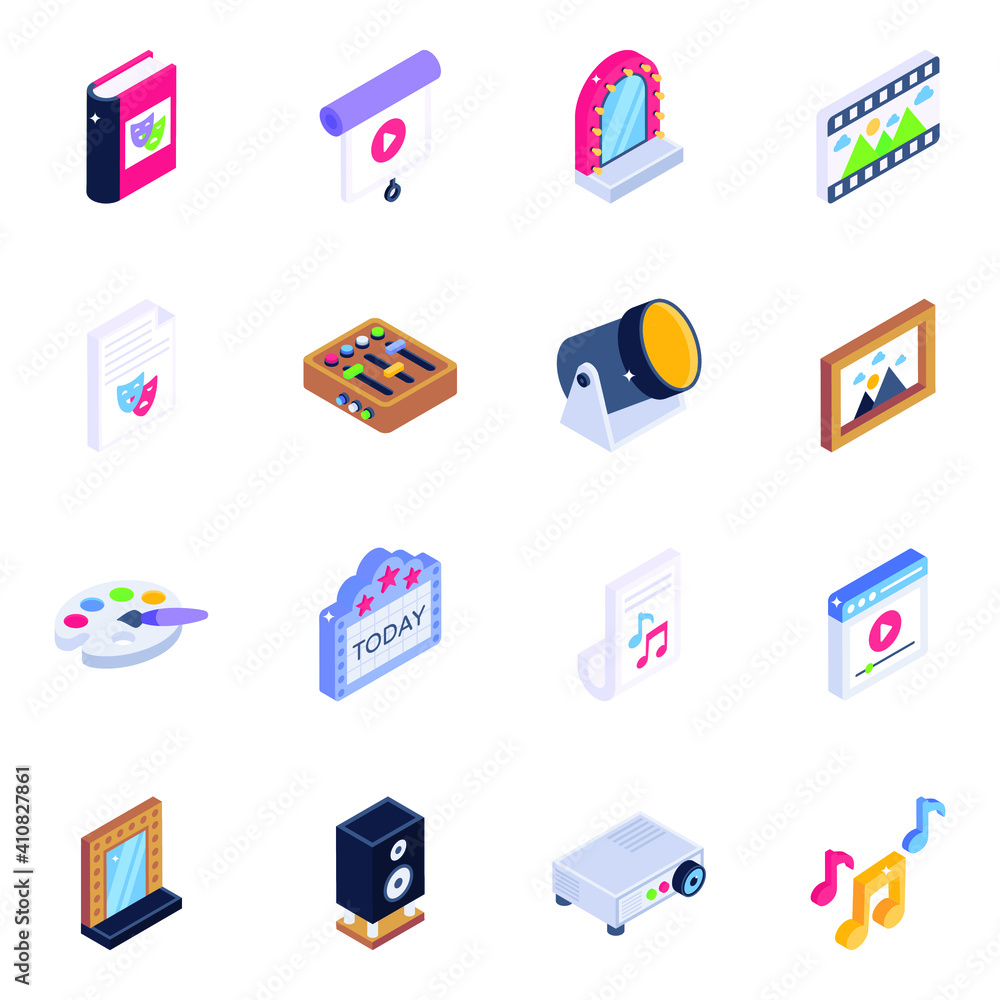 Pack of Cinema and Multimedia Isometric Icons
Pack of Cinema and Multimedia Isometric Icons