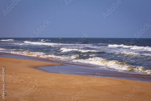 Beautiful view of waves of the Bay of Bengal along Kovalam Beach, Chennai, India