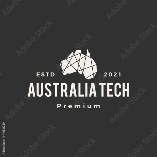 australia geometric polygonal tech hipster vintage logo vector icon illustration