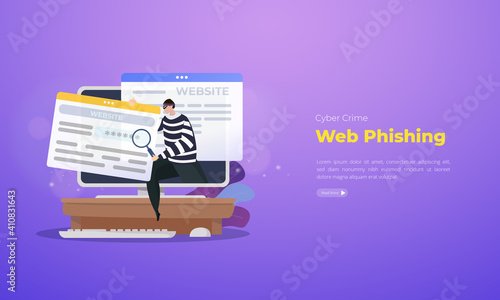 Cybercrime web phishing Illustration concept