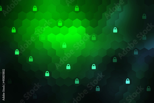 2d illustration Safety concept: Closed Padlock on digital background
