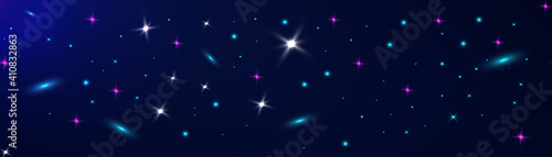 Fototapeta Naklejka Na Ścianę i Meble -  Space background landscape. Vector cartoon fantasy illustration of blue galaxy sky