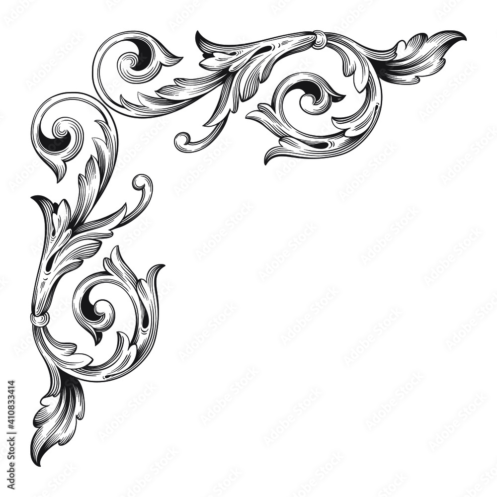 Fototapeta premium Calligraphic design elements: page decoration, Premium Quality and Satisfaction Guarantee Label, antique and baroque frames and floral ornaments, grunge frames.