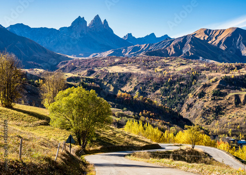 French countryside. Saint Jean de Maurienne: view of the heights of the Vercors and the valley Val de Drome, France
