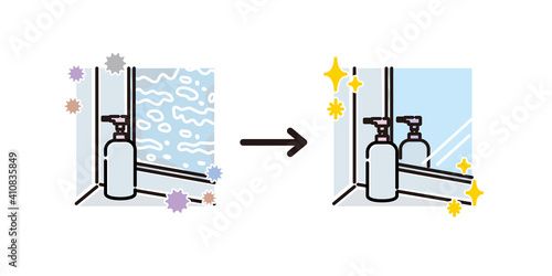 お風呂：Before&After　水垢（鏡）