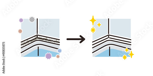 お風呂：Before&After　カビ（浴槽・コーキング）
