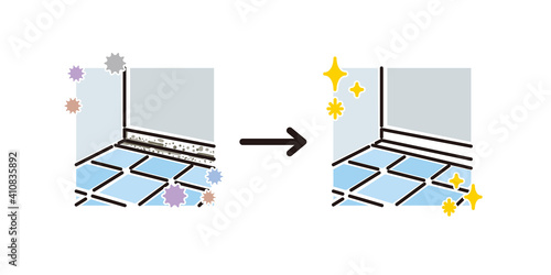 お風呂：Before&After　カビ（床・コーキング）