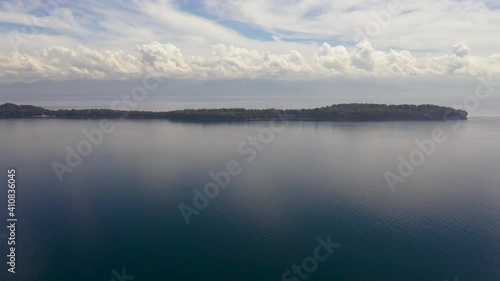 Wallpaper Mural Aerial view of sandy beach on a tropical Big Liguid Island with palm trees. Big Cruz Island, Philippines, Samal. Torontodigital.ca