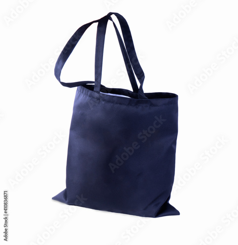 blank Black tote eco bag canvas shopping. Isolated on white background.