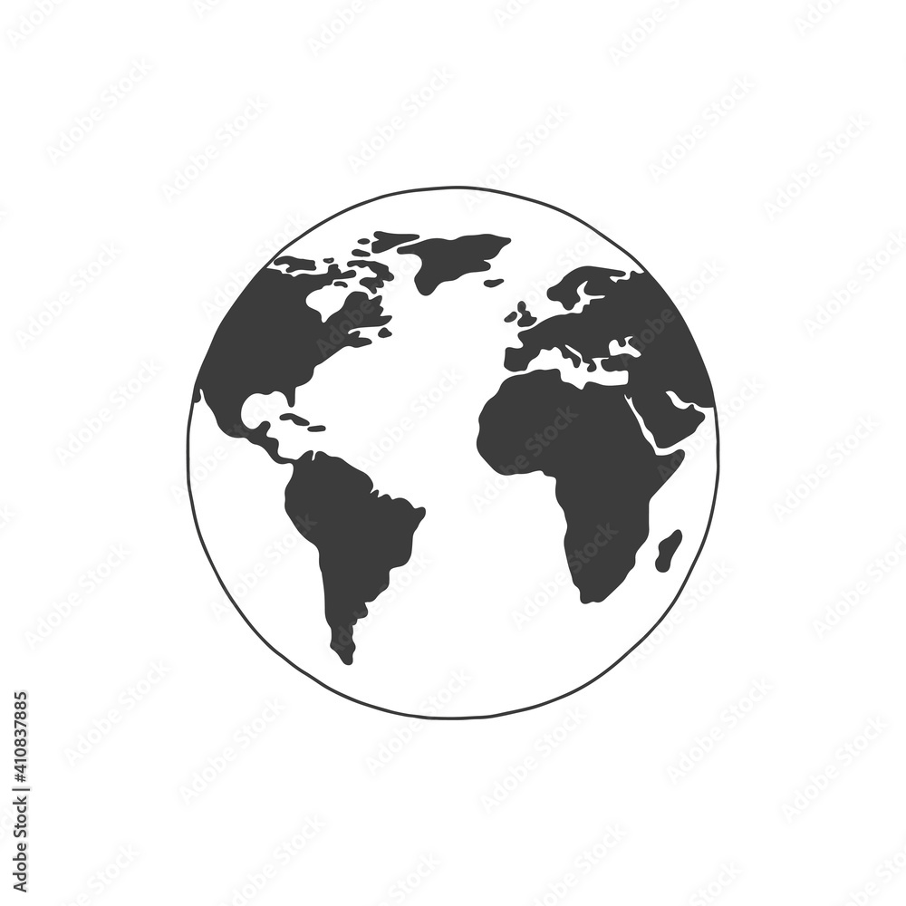 Fototapeta premium Linear earth silhouette. Globe. Planet Earth. Vector illustration. 