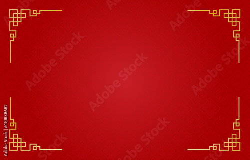 Rectangle gold frame ornament with red background pattern chinese ornament for greeting cards chinese lunar new year, banner, poster, and invitation wedding ethnic asians, certificate paper