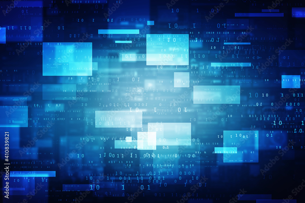 Flowing number one and zero text in binary code format in technology background. Flowing number one and zero text in binary code format in technology background.