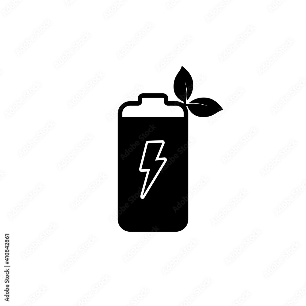 Eco battery icon isolated on white background Eco battery icon isolated on white background