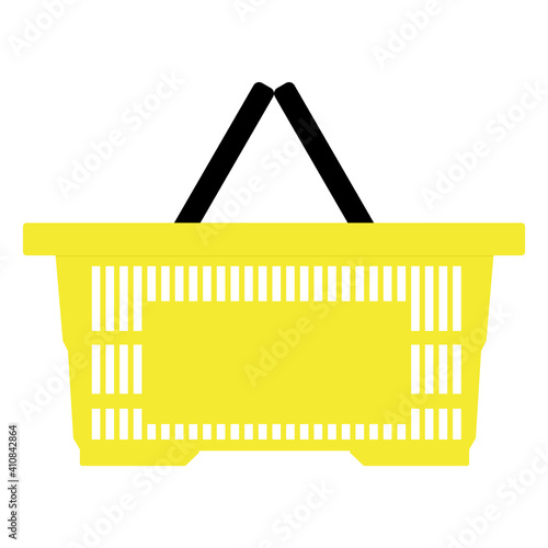 Yellow empty shopping basket isolated on white background. Vector illustration
