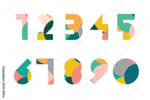 Colorful display numerals from 1 to 0 with overlapping circles pattern