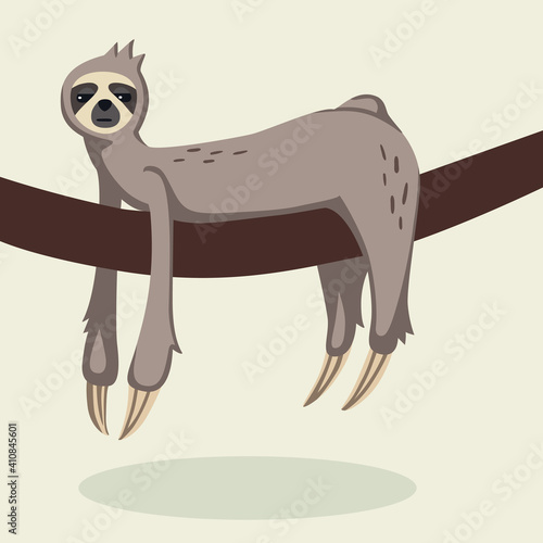 Cute happy sloth illustration cartoon character