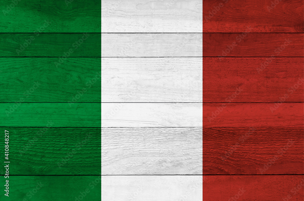 Italy national flag painted on a wooden plank background. Italy national flag painted on a wooden plank background.