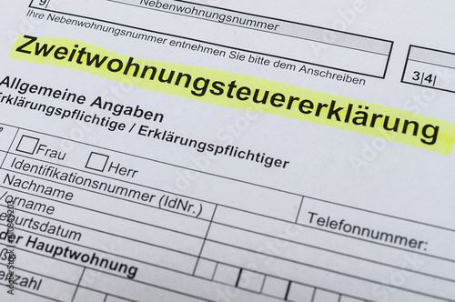 Zweitwohnungssteuererklärung Finanzamt Deutschland © Stockfotos-MG