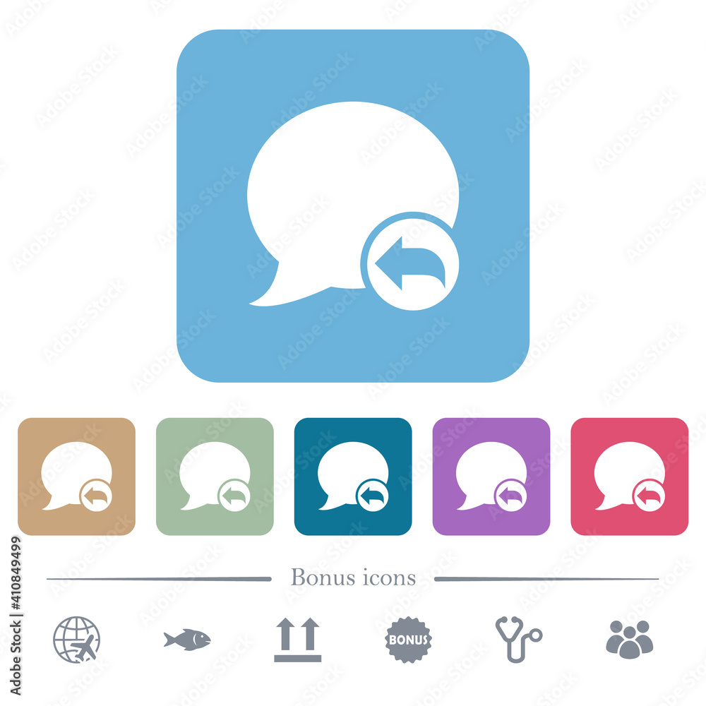 Reply blog comment flat icons on color rounded square backgrounds Reply blog comment flat icons on color rounded square backgrounds