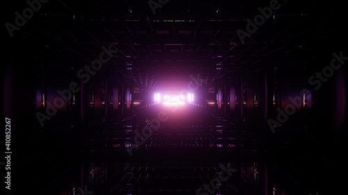 3D illustration of purple light in tunnel