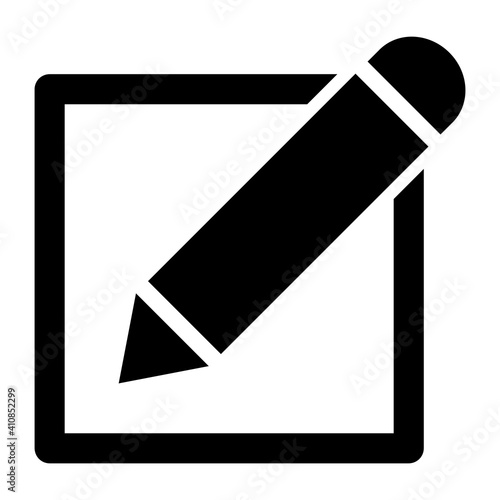 ngi1065 NewGraphicIcon ngi - english - notepad edit document with pencil icon. - editing / pen sign. - note pictogram. - sign up - choice. - simple template with square frame g10217