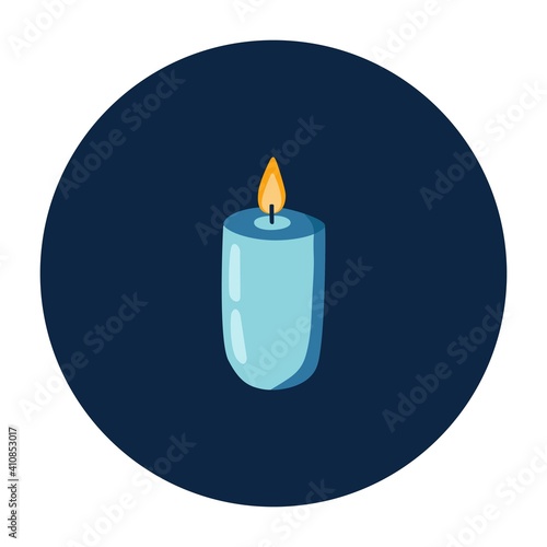 Single candle on dark background. Aromatic candle for spa, aromatherapy. Christmas, birthday, party, holiday