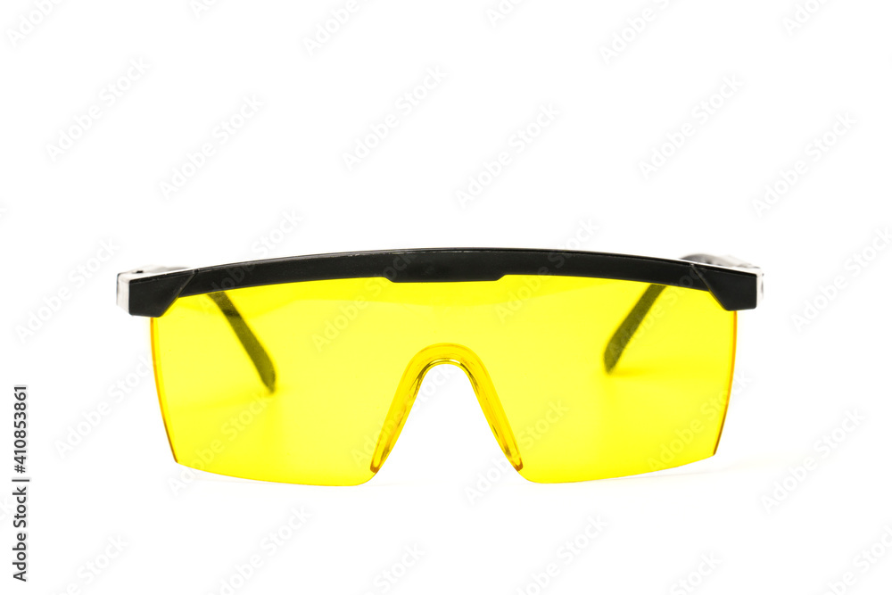 Yellow construction glasses isolated on white Yellow construction glasses isolated on white