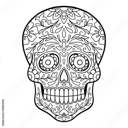 Mexican skull. Coloring page