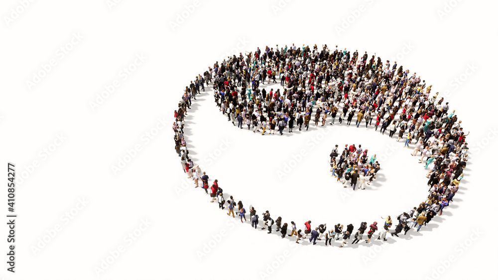 Concept or conceptual large gathering of people forming the image of