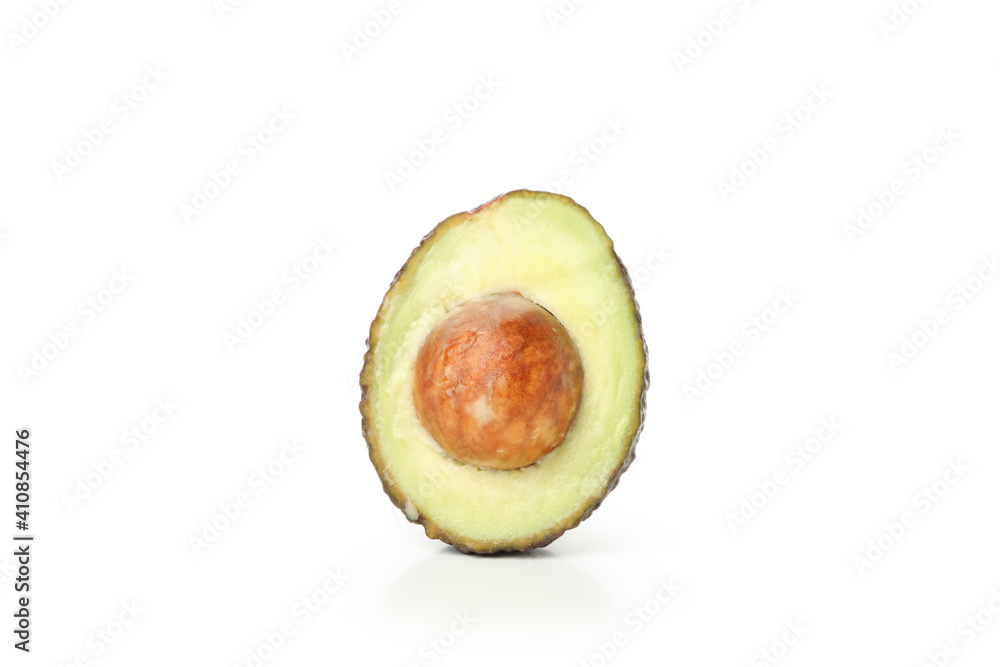 Half of fresh avocado isolated on white background