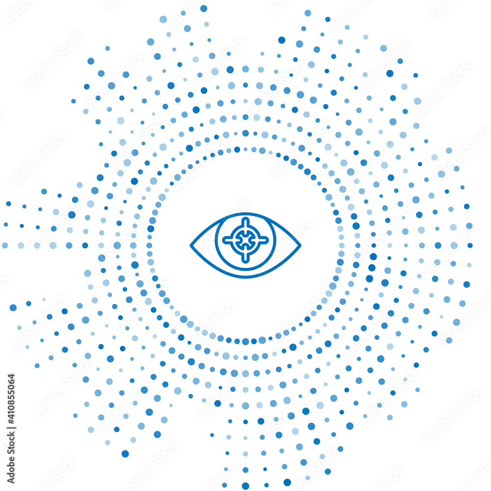 Blue line Eye scan icon isolated on white background. Scanning eye ...