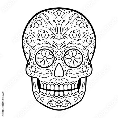 Sugar Skull With Floral Pattern