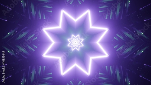 3D illustration of violet neon stars © Michael