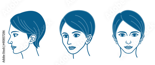 Woman's face - Three angles, single color