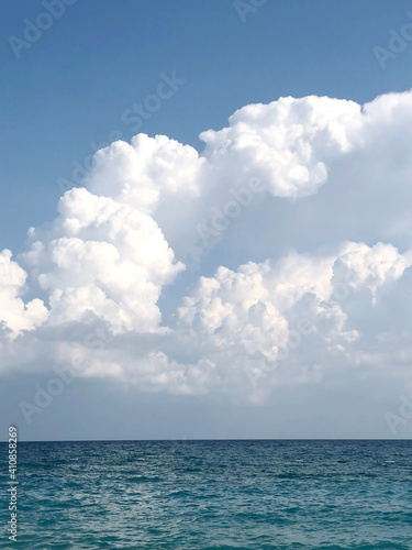 beautiful landscape of nature fluffy soft clouds and sea