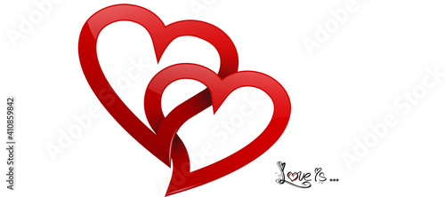 heart, love, valentine, red, ribbon, romance, symbol, shape, isolated, white, day, decoration, holiday