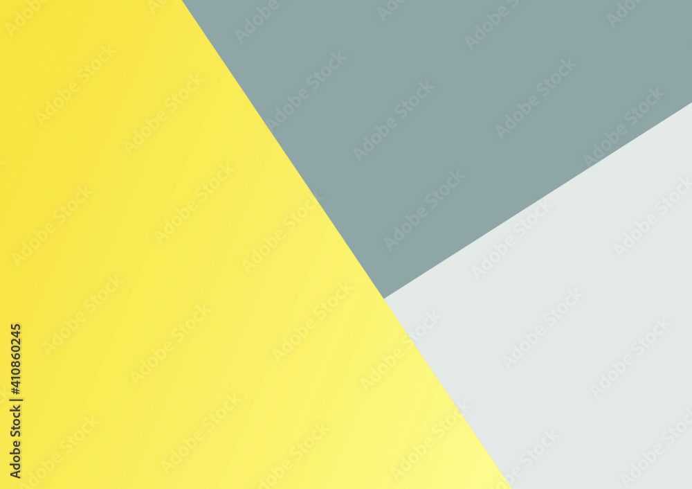 Color of the year 2021, Geometric form concept abstract background. Vector illustration. Illuminating Yellow, light grey and ultimate grey background, space for text