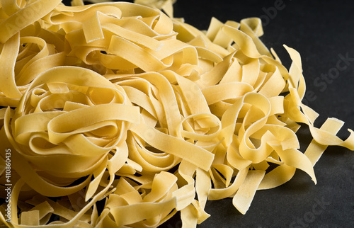 Italian Pasta, on black background, without people, Spain, Europe