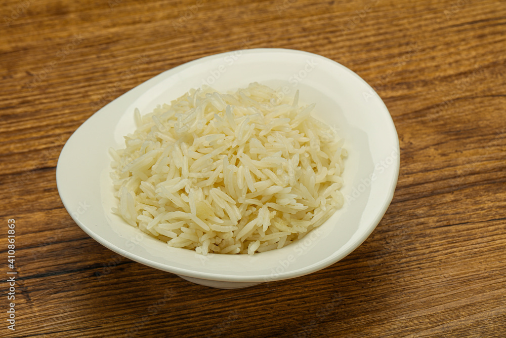 Steamed basmati rice in the bowl