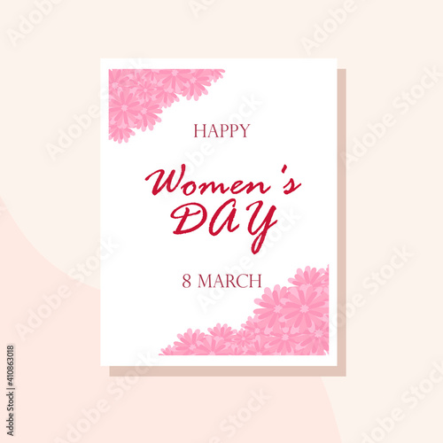International Women's Day greeting card, 8 March. With inscription on flower background © Катерина Койляк