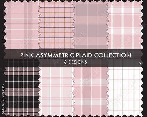 Pink Asymmetric Plaid Seamless Pattern Collection