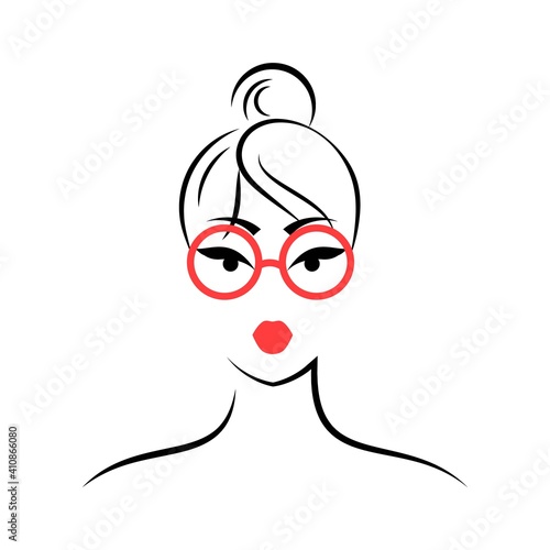 Woman with glasses. View front. Isolated vector illustration