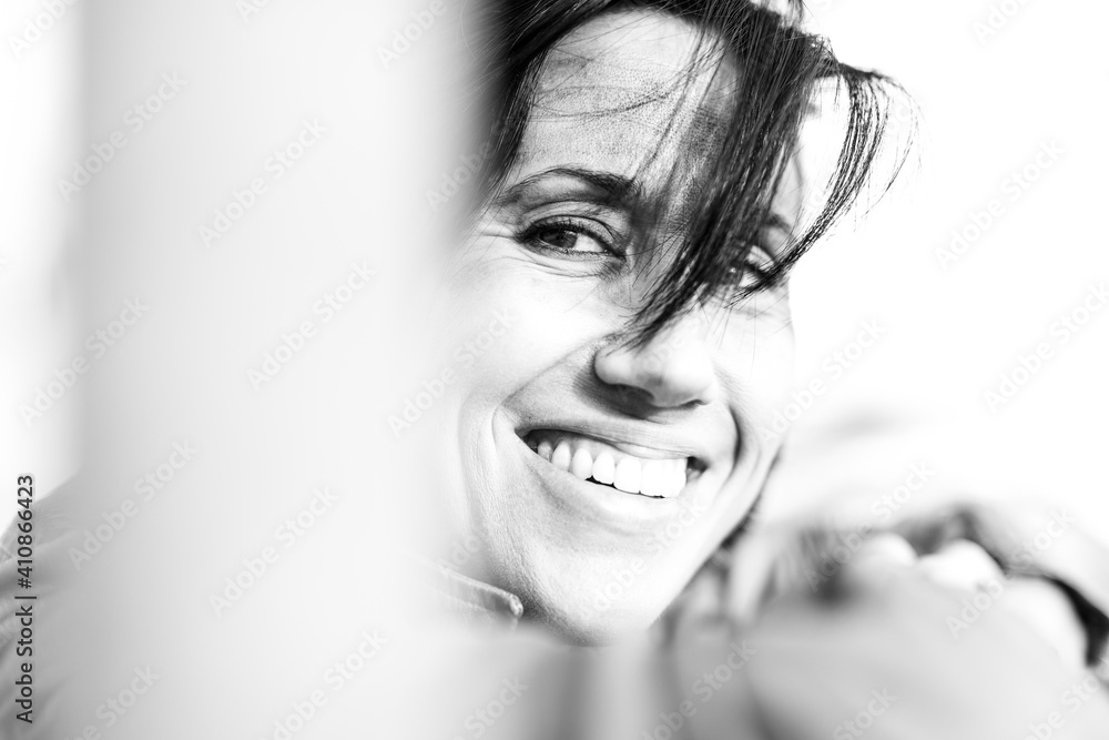 Fototapeta premium MAD MAX GIRL DANCING WITH SMOKE ON THE ROOFTOP