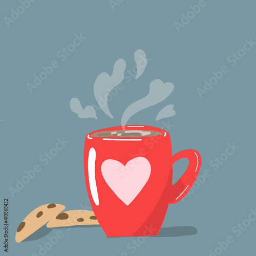 Vector cozy illustration with hot warming coffee.