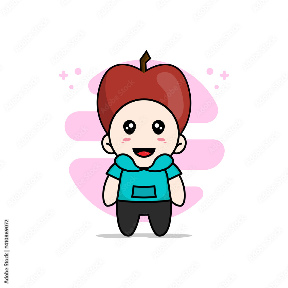 Cute kids character wearing apple costume. Cute kids character wearing apple costume.