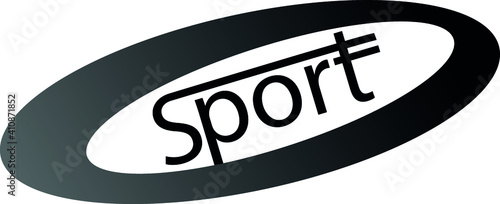 gradient oval from gray to black and the inscription inside the sport in black letters