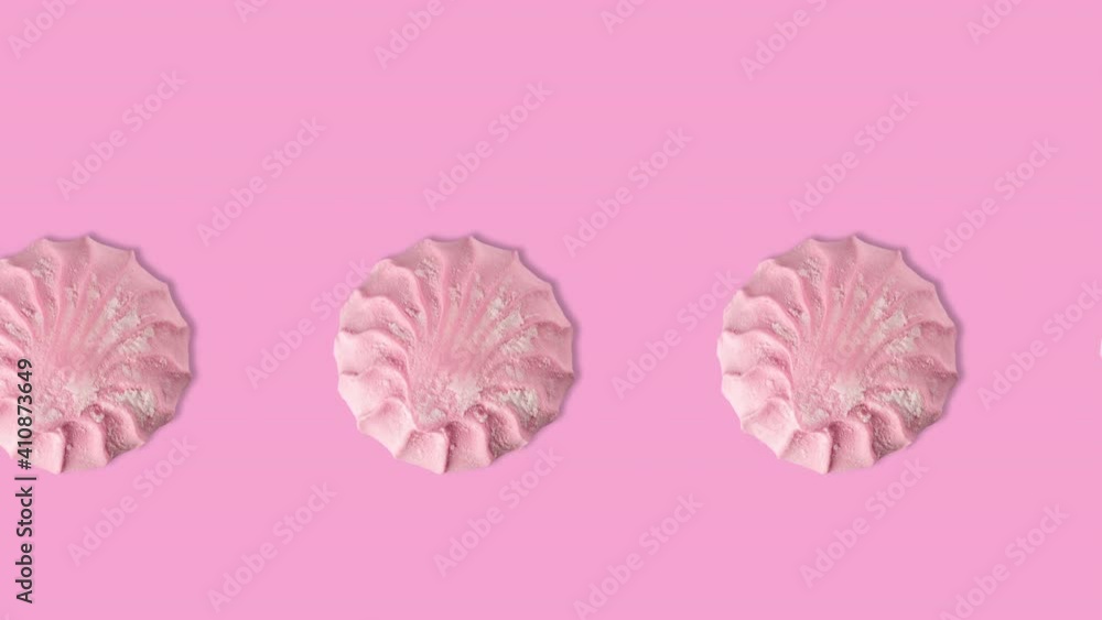 seamless looping animation with many pink marshmallows on a pink background seamless looping animation with many pink marshmallows on a pink background